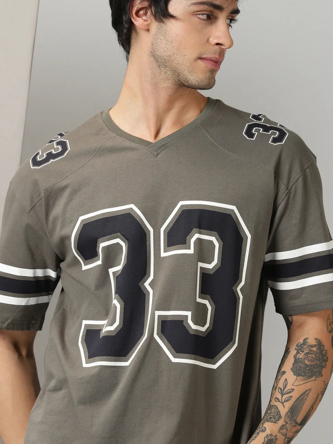 33 Printed Cley Gray Oversized T-Shirt For men- By Rodzen