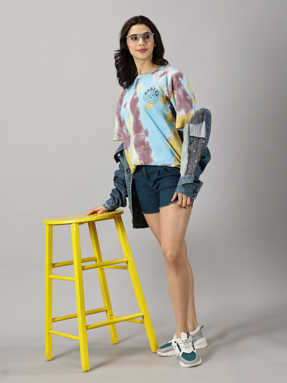 Tie Die Sky Blue Oversized T-Shirt For Women- By Rodzen