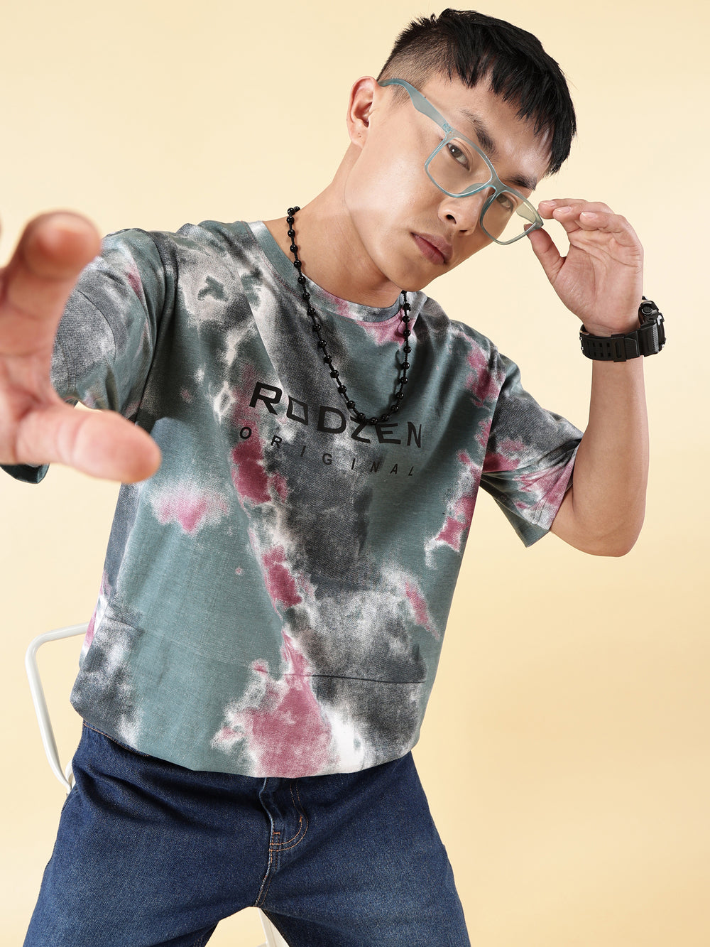 Tie Die Grey Oversized T-Shirt Men- By Rodzen