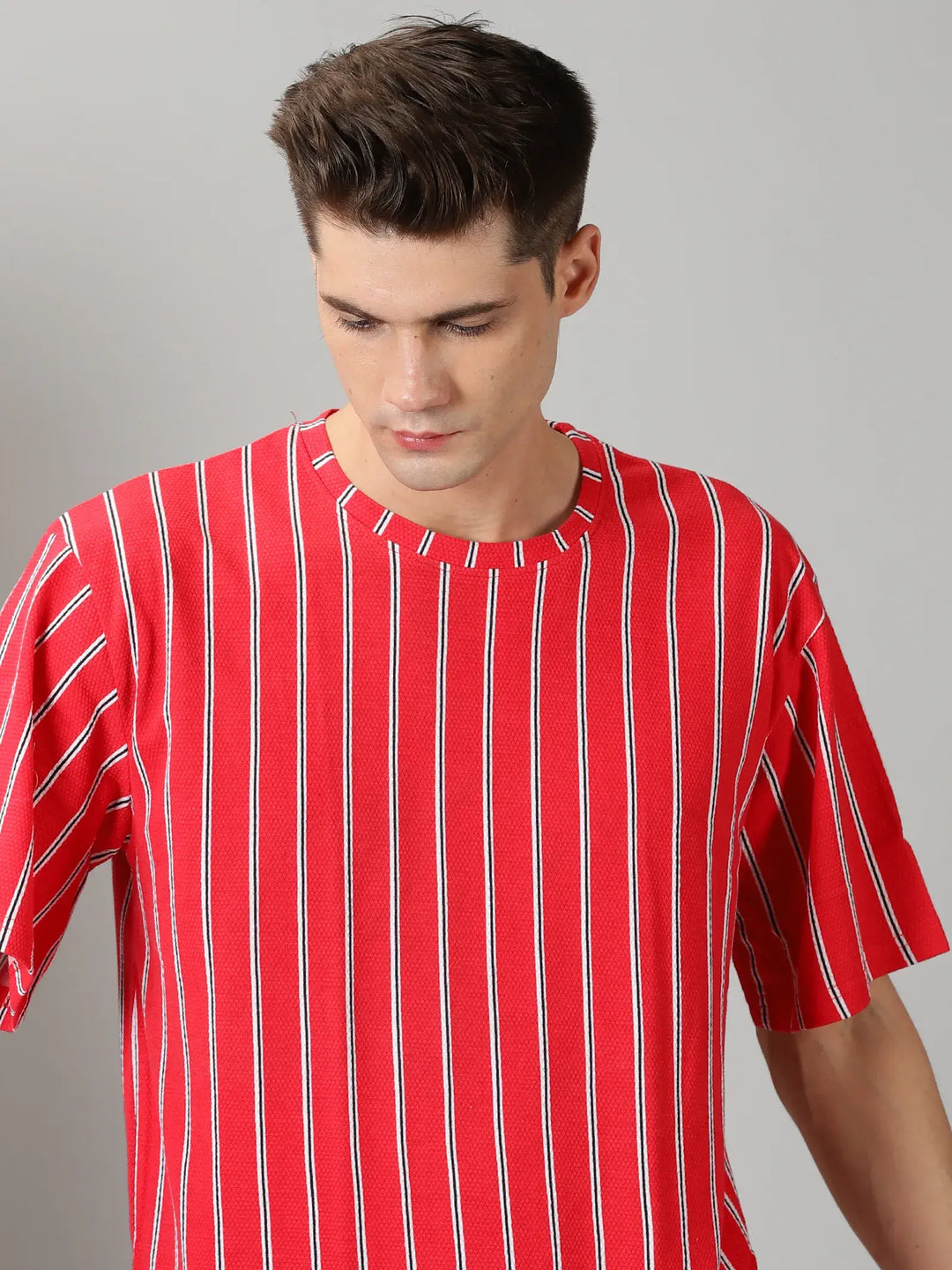 Red Stripes Oversized T-Shirt By Rodzen