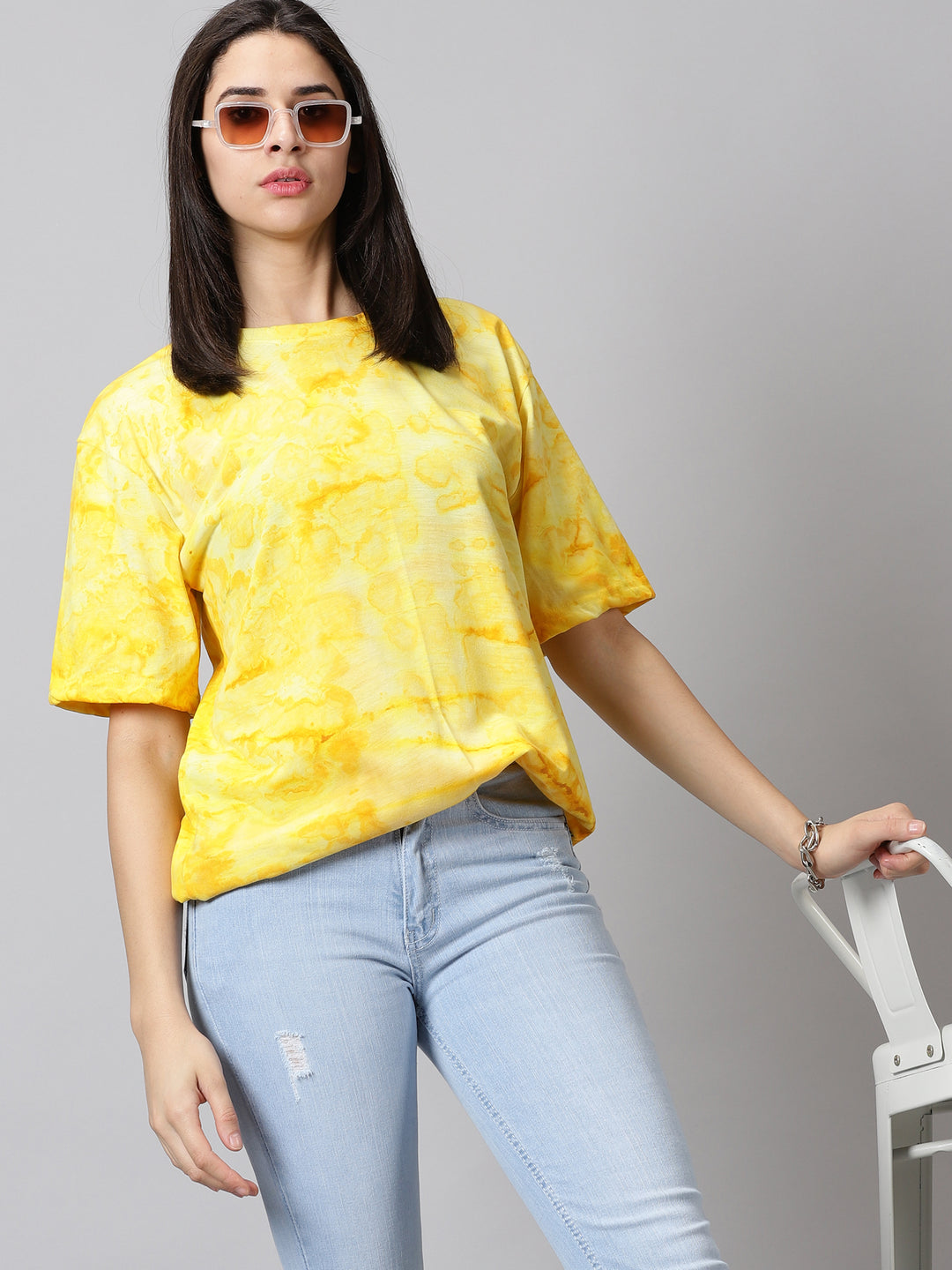 Tie Die Oversized T-shirts Yellow - By Rodzen