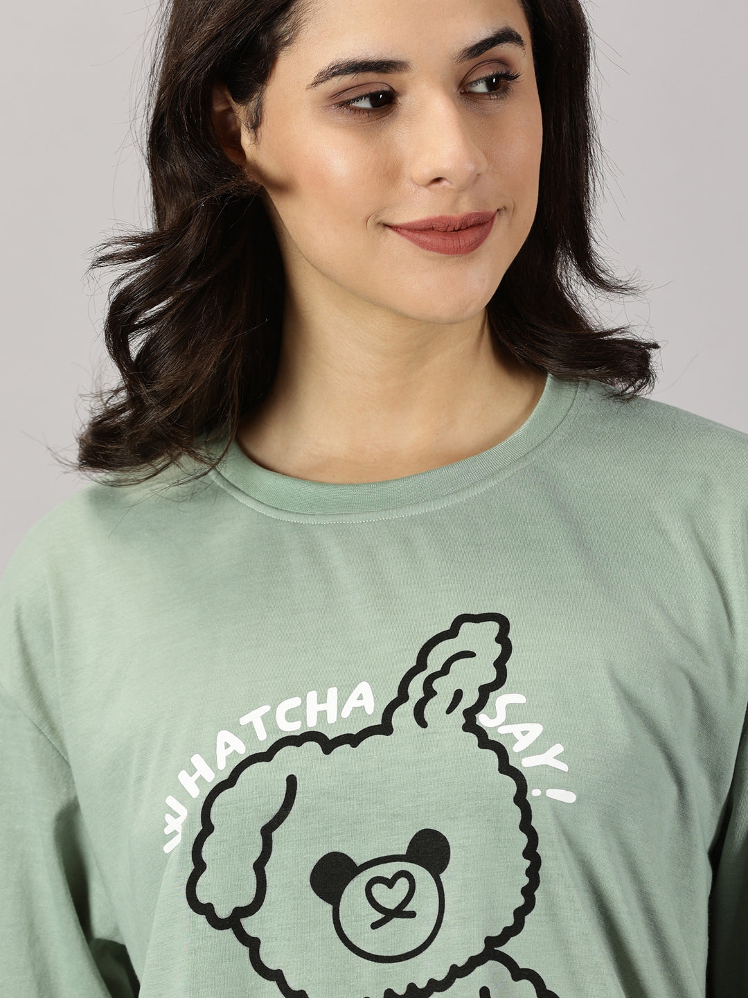 Teddy Green Oversized T-Shirt For Women- By Rodzen