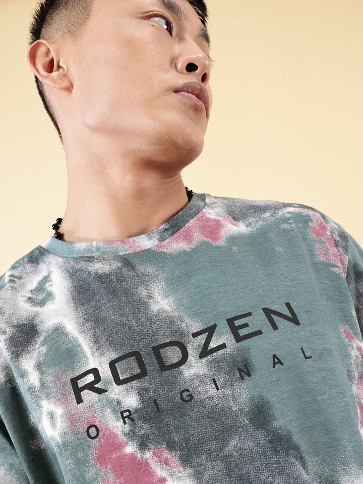 Tie Die Grey Oversized T-Shirt Men- By Rodzen