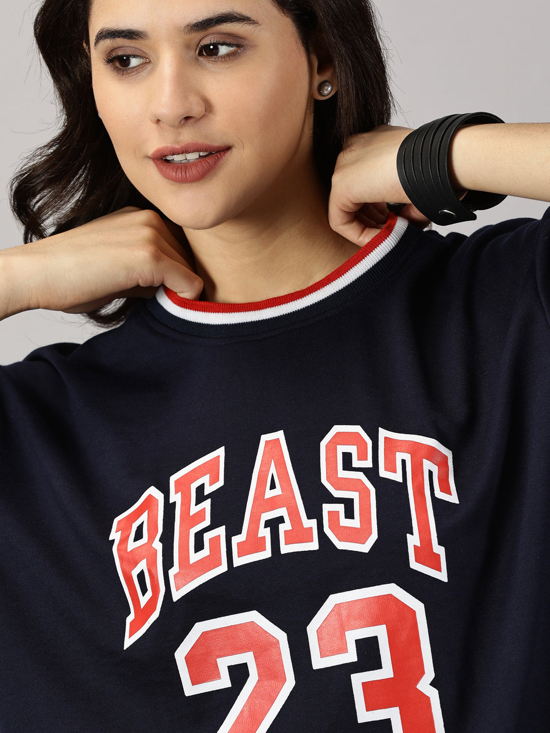 Tom Beast Navy Oversized T-Shirt For Women- By Rodzen