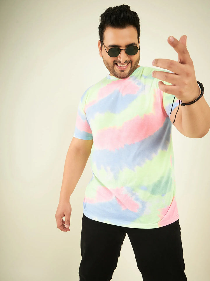 Tie Die Neon Pink Plus-Size T-Shirt Men.