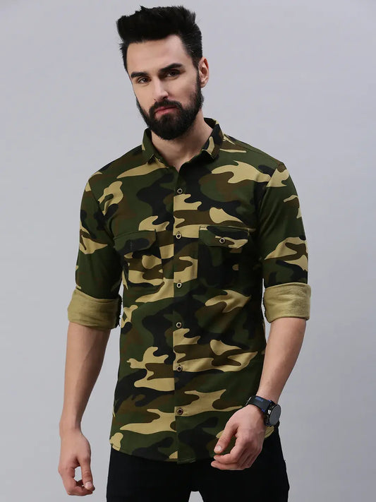 Camo Green Printed Full Sleeve Men's Shirt