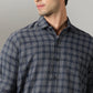 Dark Grey Checks Printed Full Sleeve Men's Shirt