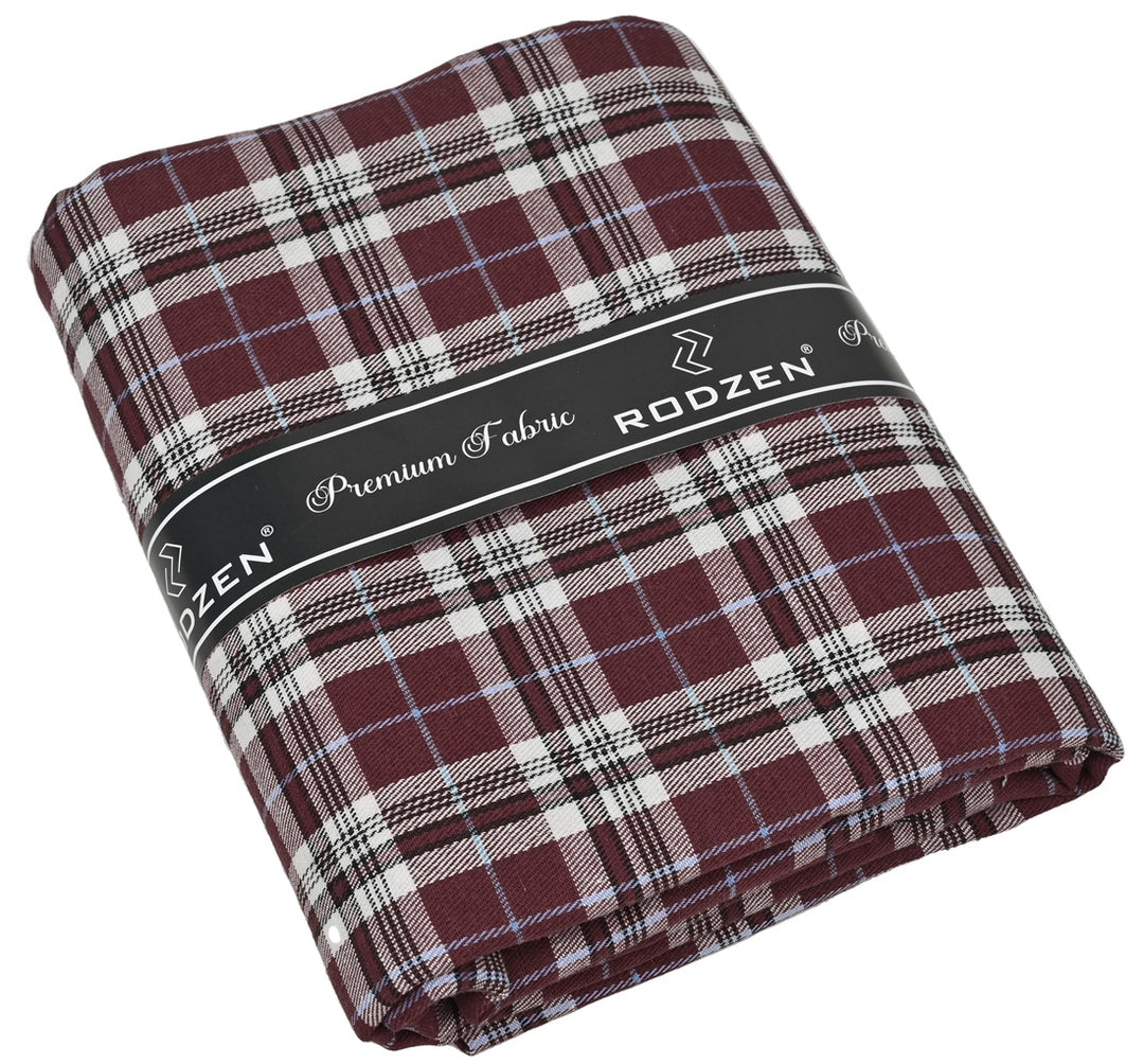 Maroon Checks Shirts Fabric