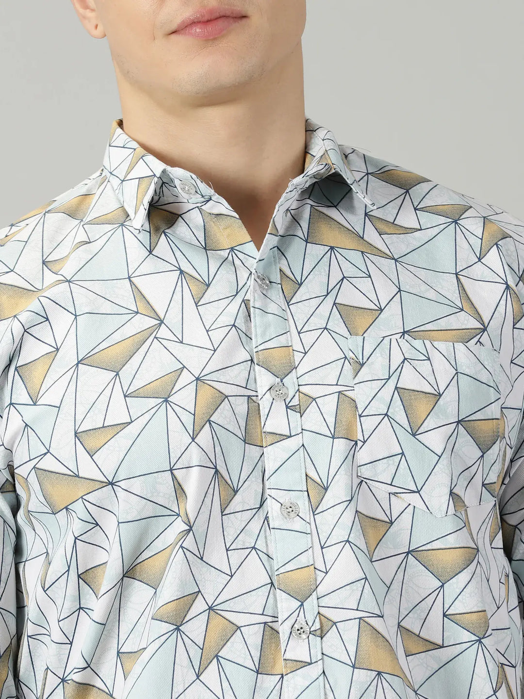 Green Diamond Printed Full Sleeve Men's Shirt