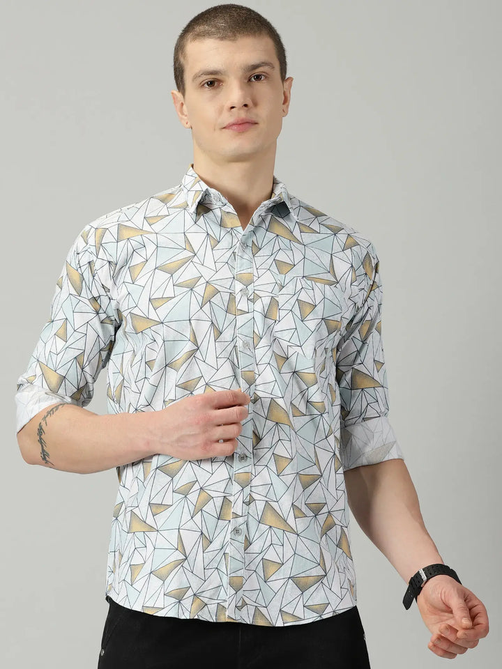 Green Diamond Printed Full Sleeve Men's Shirt