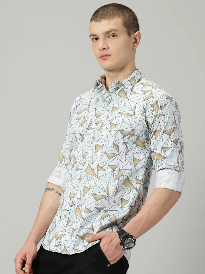 Green Diamond Printed Full Sleeve Men's Shirt