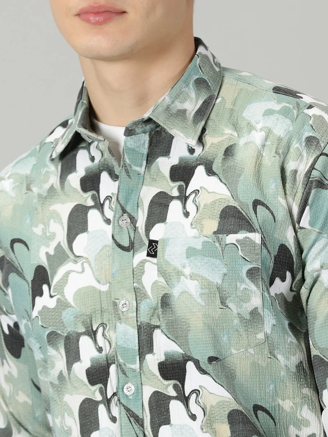 Marble Green Printed Full Sleeve Men's Shirt