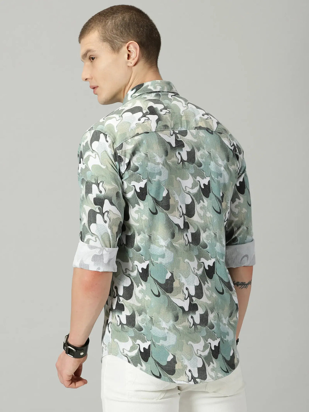 Marble Green Printed Full Sleeve Men's Shirt