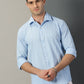 Blue Checks Textured Full Sleeve Men's Shirt