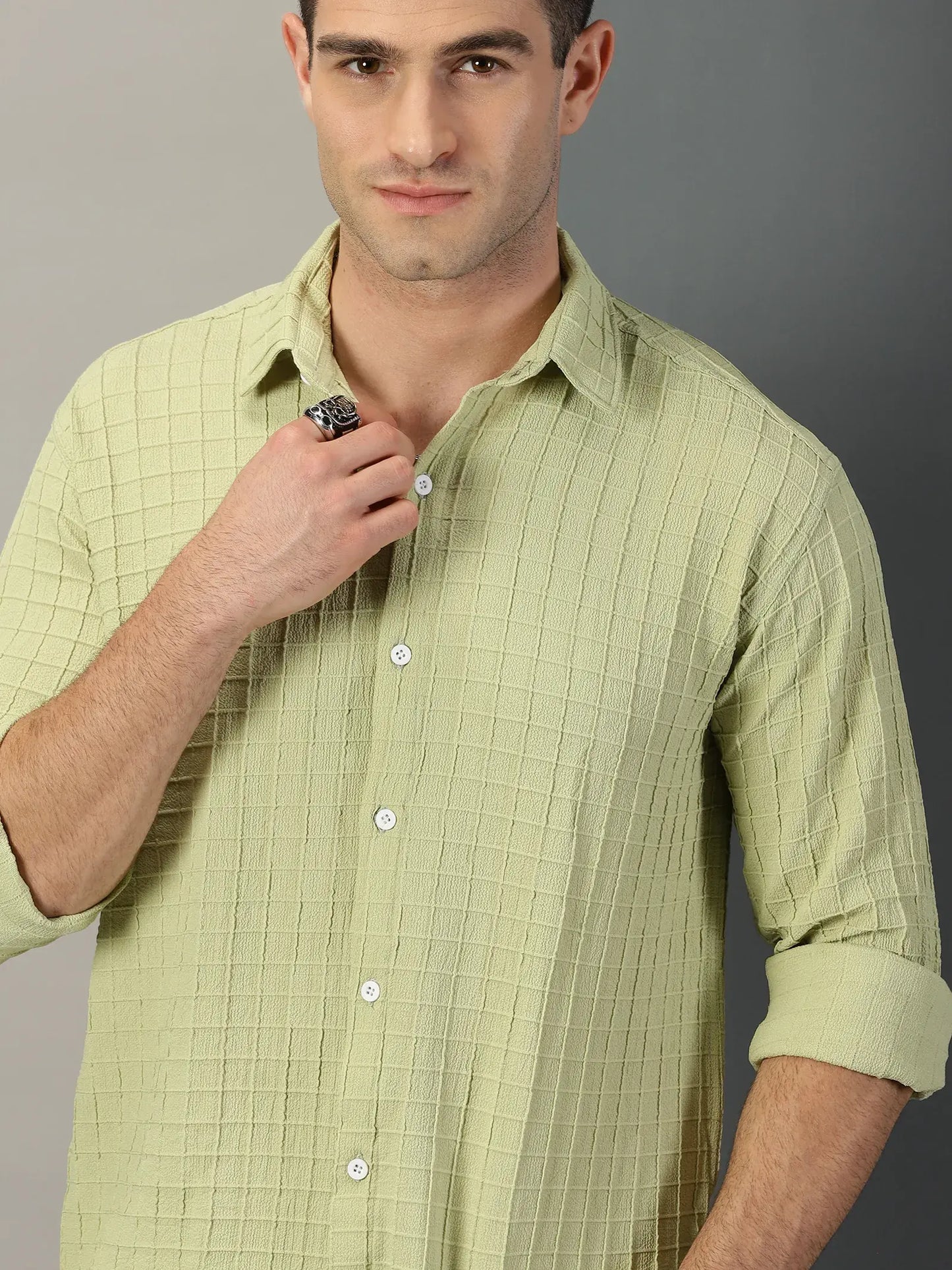 Pista Checks Textured Full Sleeve Men's Shirt