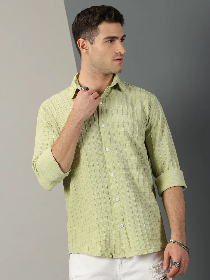 Pista Checks Textured Full Sleeve Men's Shirt