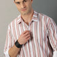Pink Stripe Printed Full Sleeve Men's Shirt