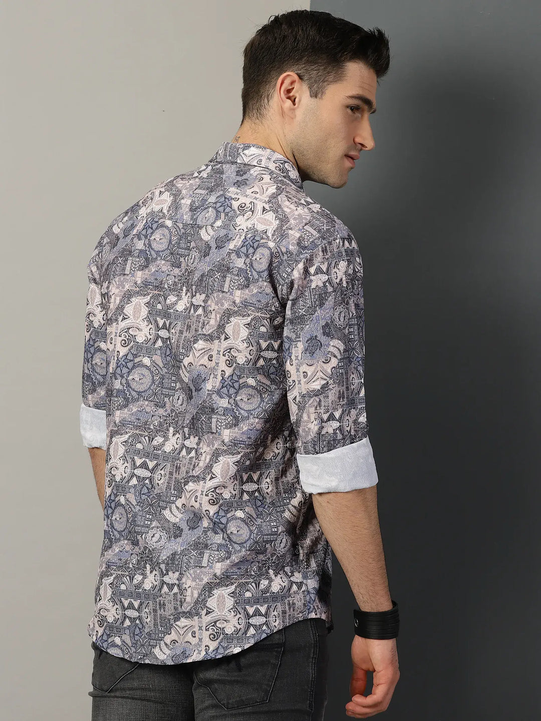 Tribal Grey Printed Full Sleeve Men's Shirt