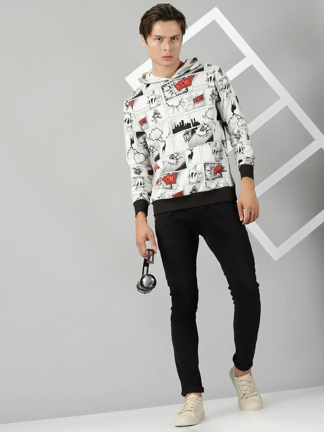 Comic White Whimsical Comic Sweatshirt