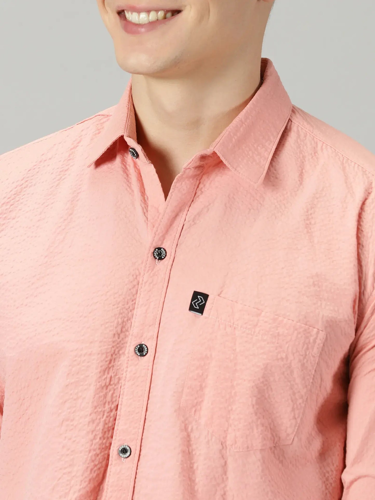 Pink Textured Full Sleeve Men's Shirt