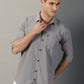 Grey Textured Full Sleeve Men's Shirt