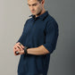 Navy Textured Full Sleeve Men's Shirt