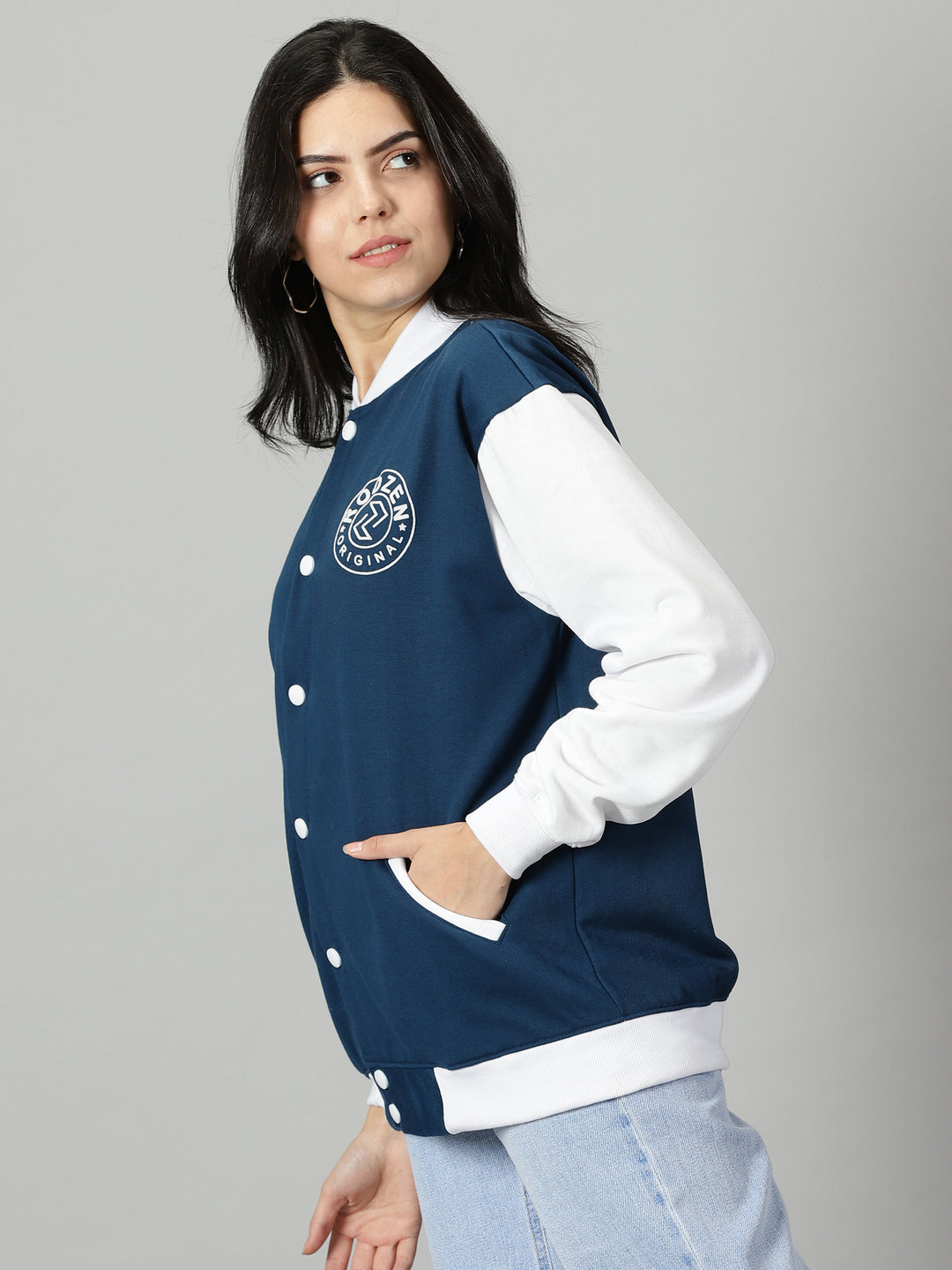 Navy Women Varsity Jacket