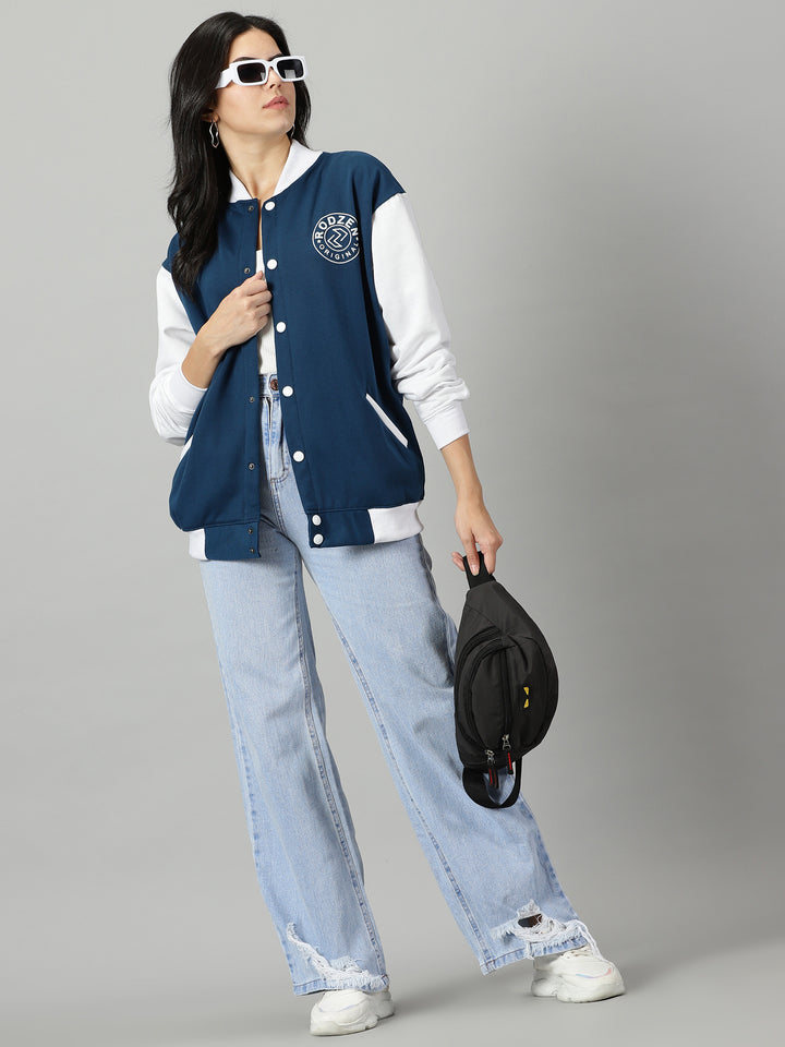 Navy Women Varsity Jacket