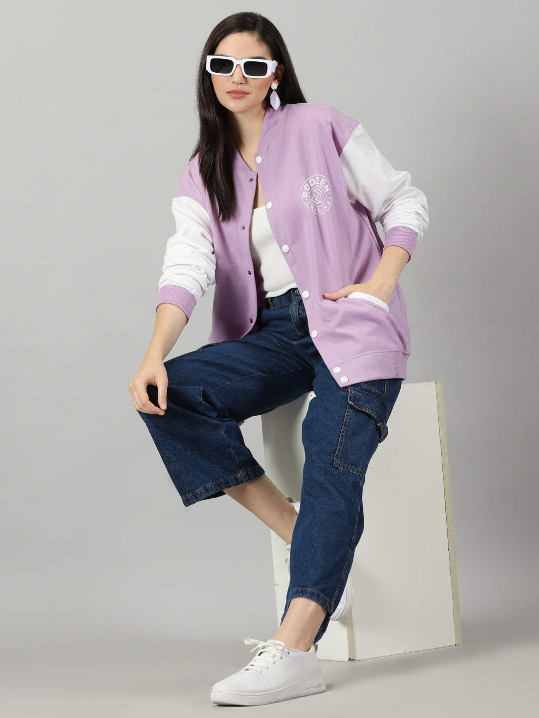 Lavender Women Varsity Jacket