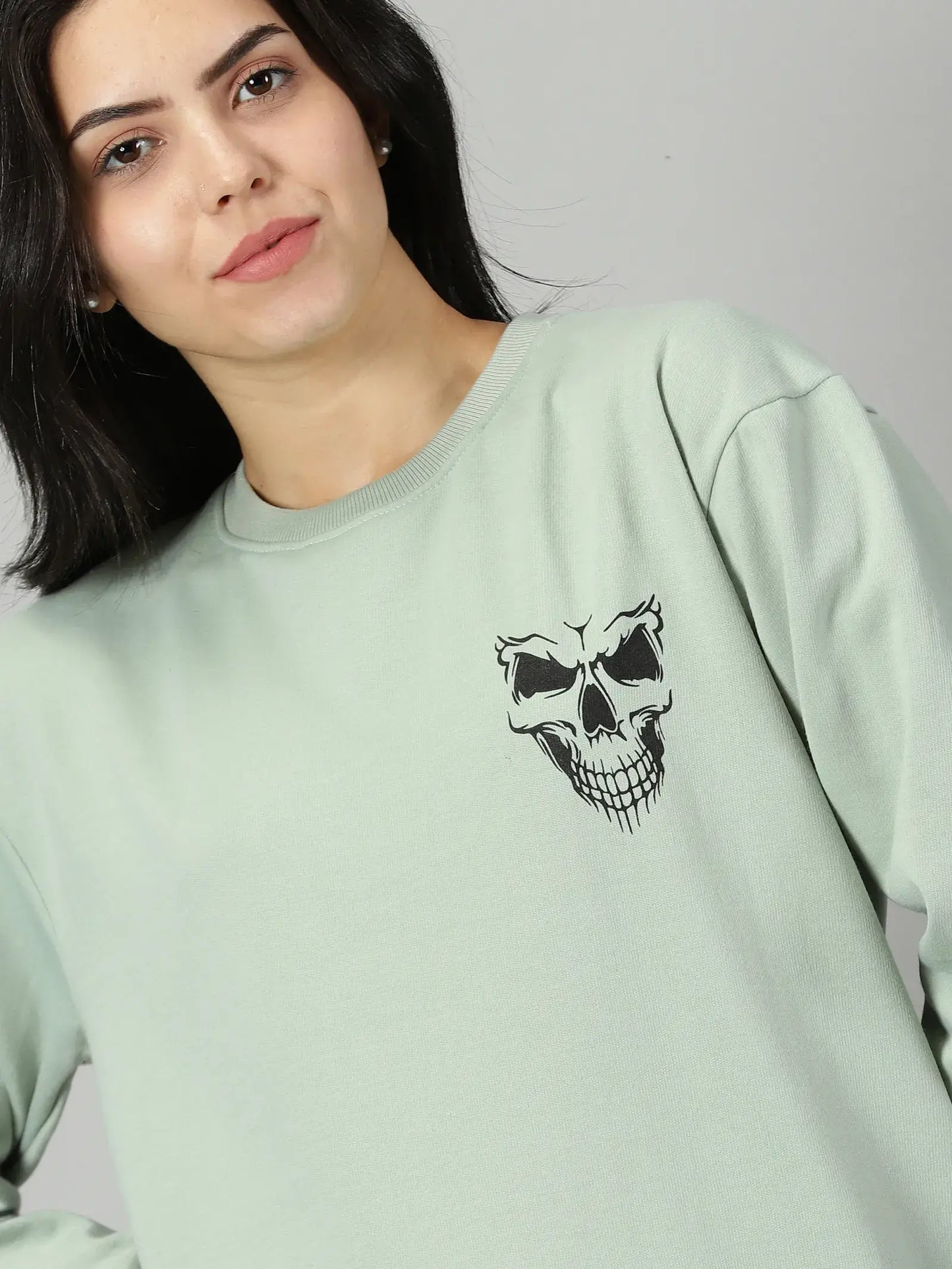 Oversize Back Skull Printed Pista Sweatshirt