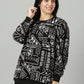 Oversize Sangi Black Printed Sweatshirt