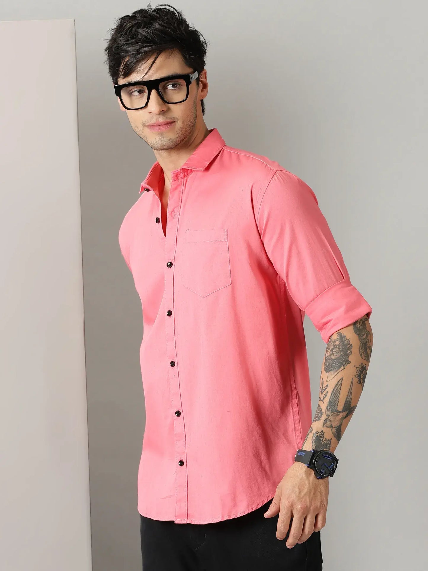 Baby Pink Full Sleeve Men's Shirt