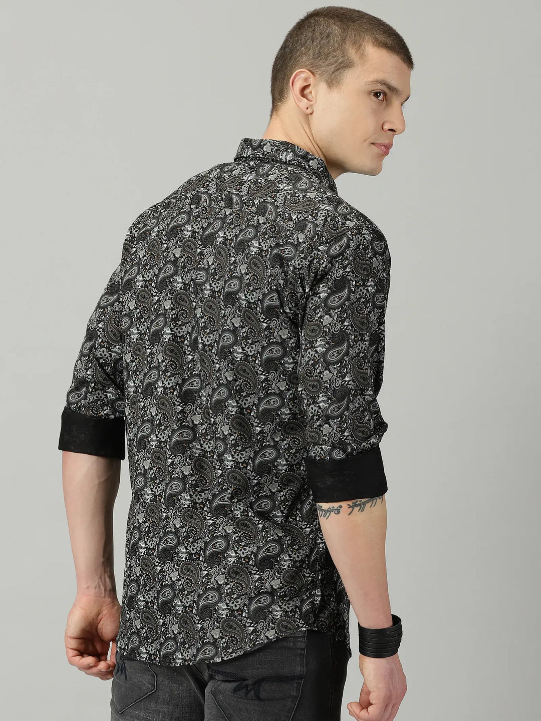 Tribal Black Printed Full Sleeve Men's Shirt