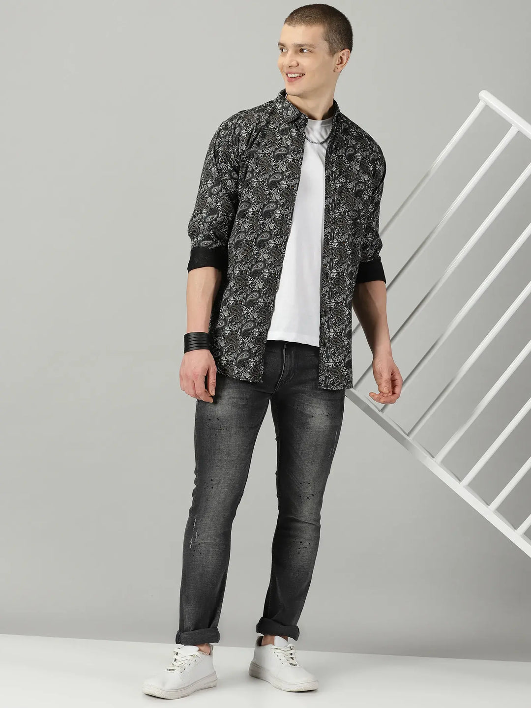 Tribal Black Printed Full Sleeve Men's Shirt