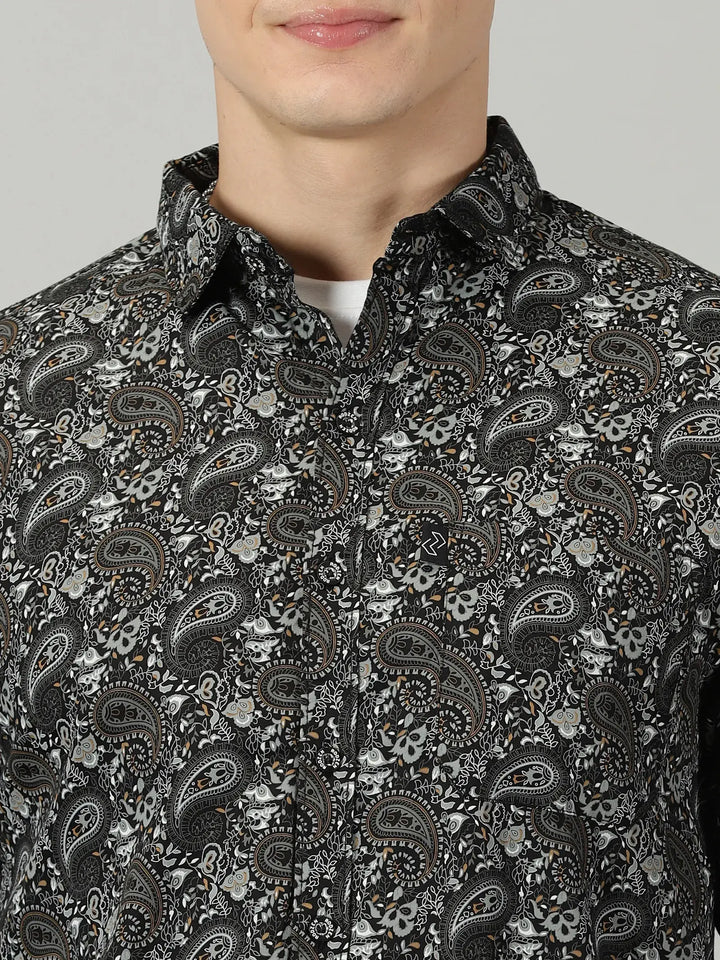 Tribal Black Printed Full Sleeve Men's Shirt