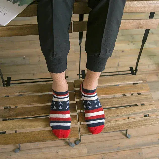 Navy Blue Printed Ankle-Length Socks - Pack Of 10