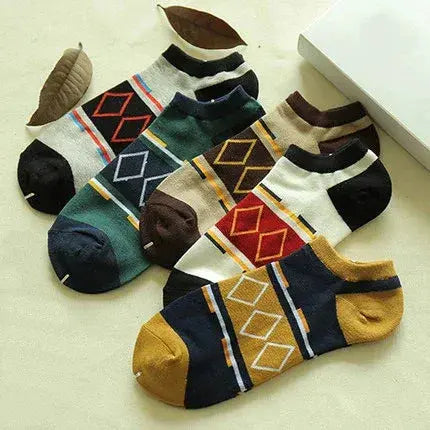 Multicolor Printed Socks Ankle-Length Unisex Socks - Pack Of 5