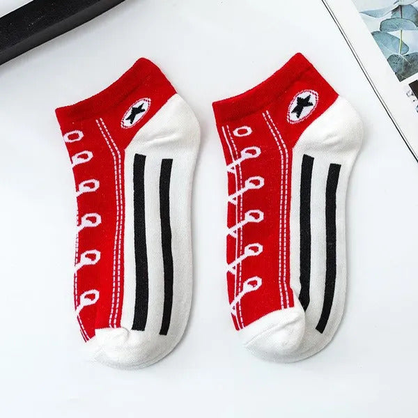 Lace-Up Pattern Ankle Socks (5 Pairs)