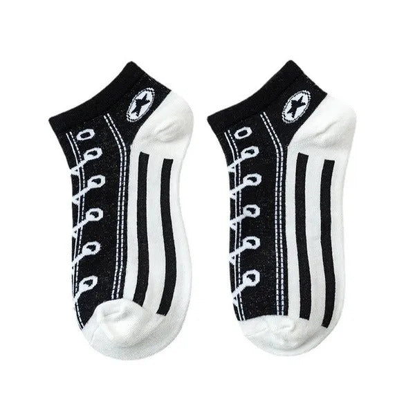 Lace-Up Pattern Ankle Socks (5 Pairs)