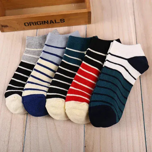 Multicolour Stripes Printed Ankle-Length Socks - Pack Of 5
