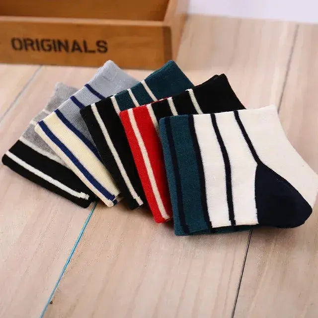 Multicolour Stripes Printed Ankle-Length Socks - Pack Of 5