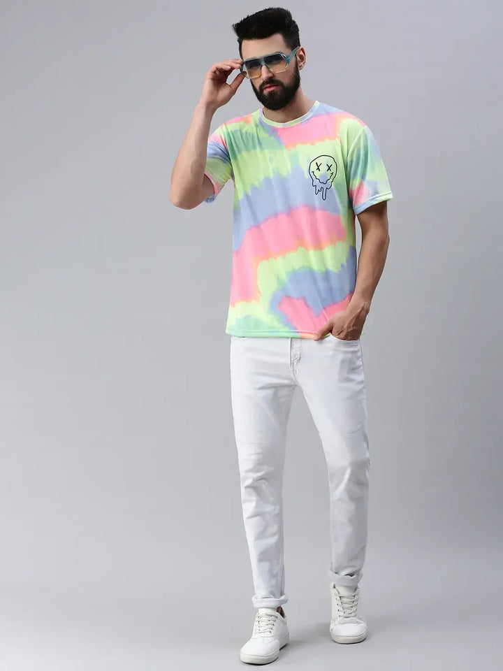 Tie Die Neon Pink Oversized T-Shirt Men.