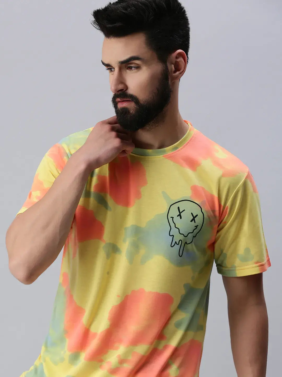 Tie Die Yellow Oversized T-Shirt Men.