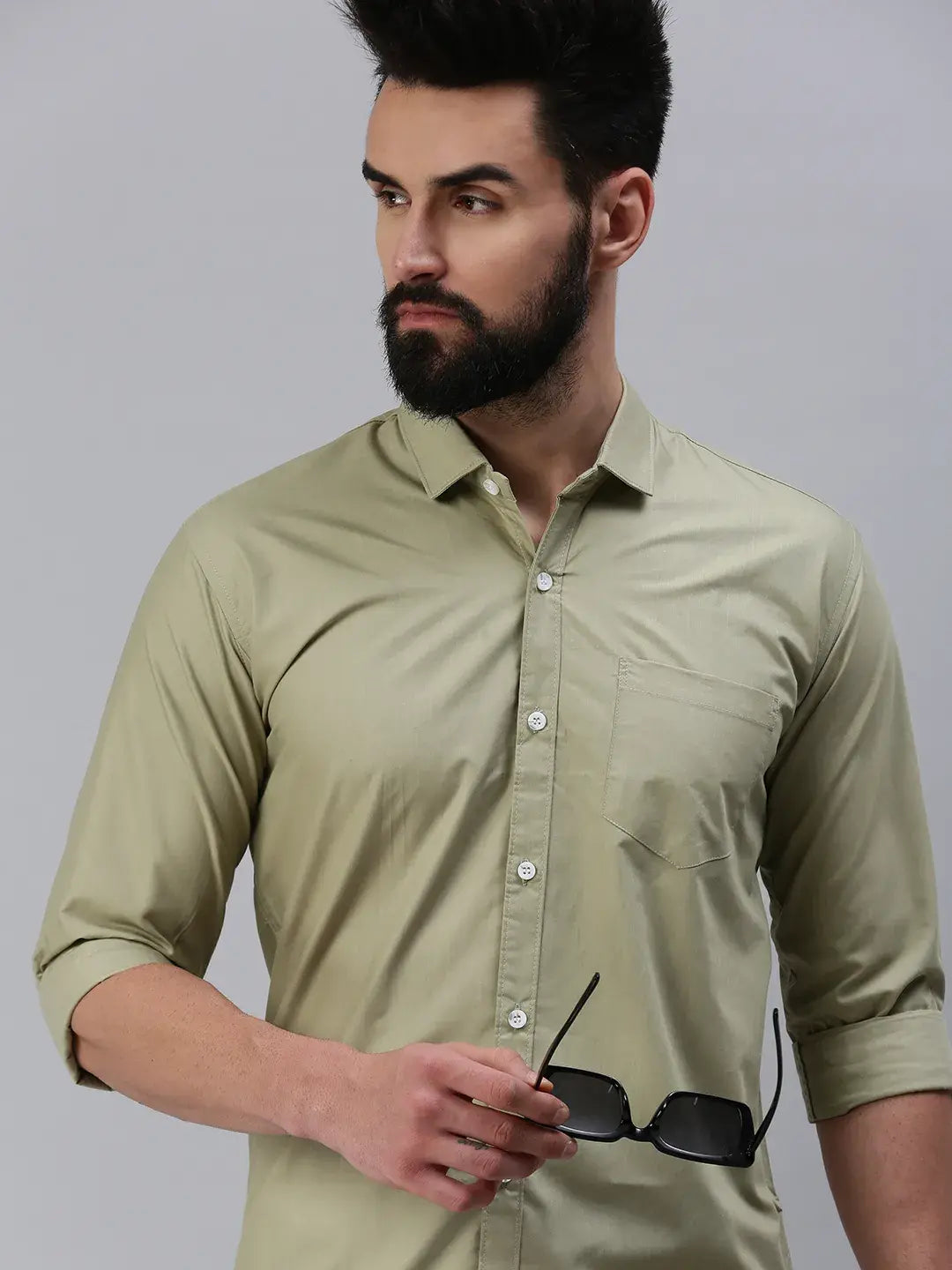 Light Green Plain Full sleeve men's shirt - Rodzen