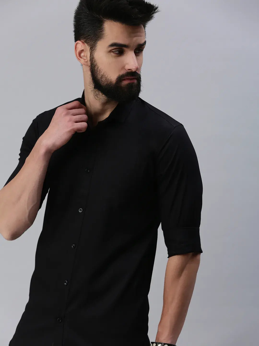 Black Plain full sleeve men's shirt - Rodzen