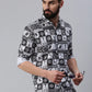 Black white Printed full sleeve men's shirt - Rodzen