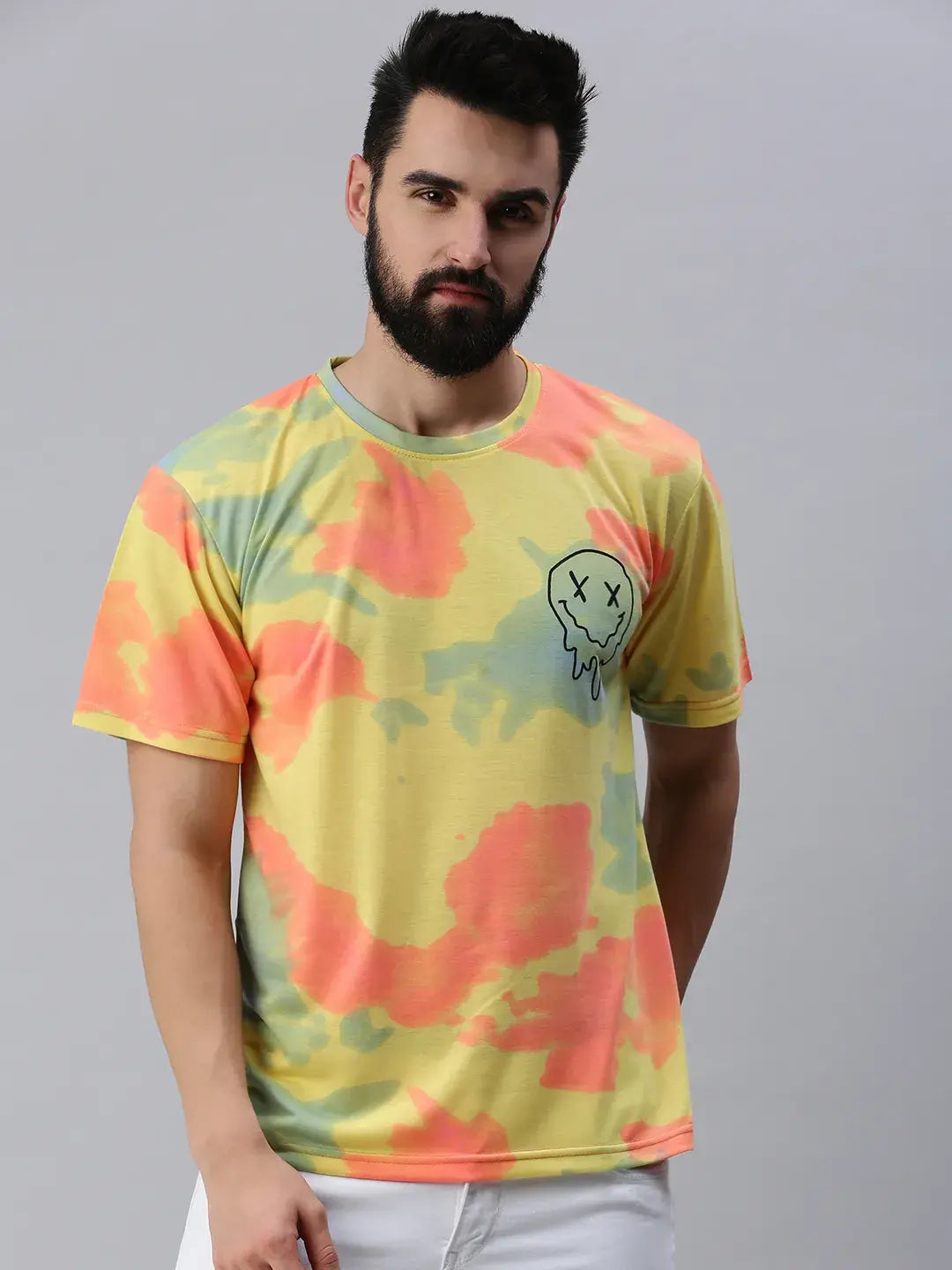 Tie Die Yellow Oversized T-Shirt Men.