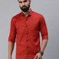 Brick Red Plain full sleeve men's shirt - Rodzen