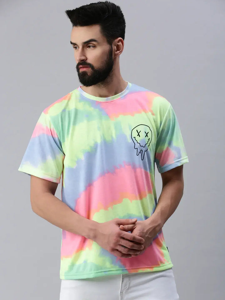 Tie Die Neon Pink Oversized T-Shirt Men.