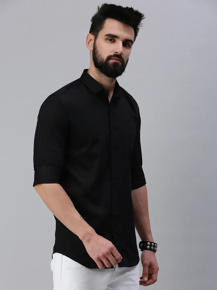 Black Plain full sleeve men's shirt - Rodzen